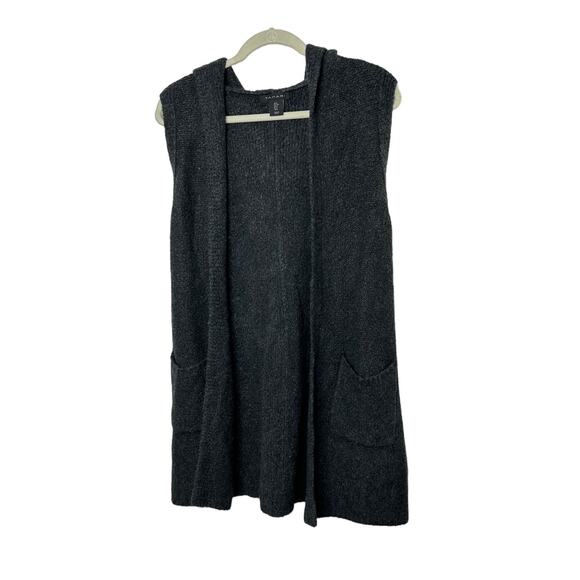 Tahari Charcoal Gray Longline Hooded Cardigan Sweater Women's Small - Picture 1 of 5